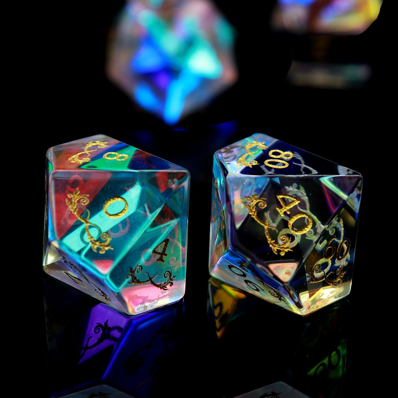 rainbow glass, prism glass dice, glass dice, rainbow dice