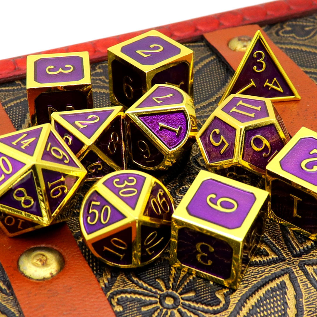 Gold Purple Metal DND Dice Set-11PCS