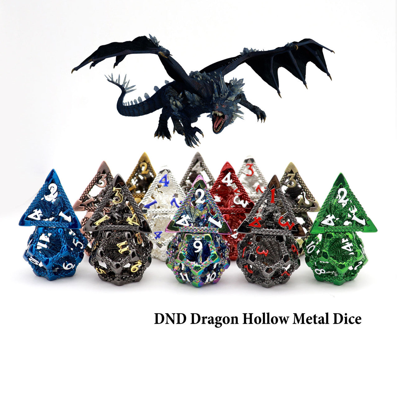 haxtec rainbow metal dnd dice set hollow metal dice