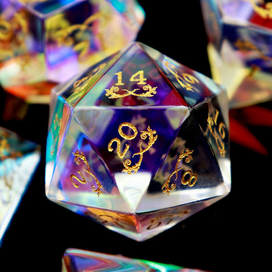 rainbow glass, prism glass dice, glass dice, rainbow dice