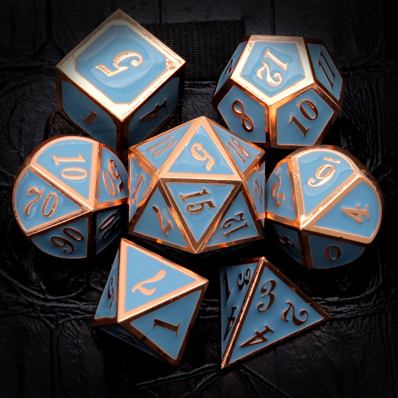 copper dice, metal dice, rosegold dice, haxtec dice