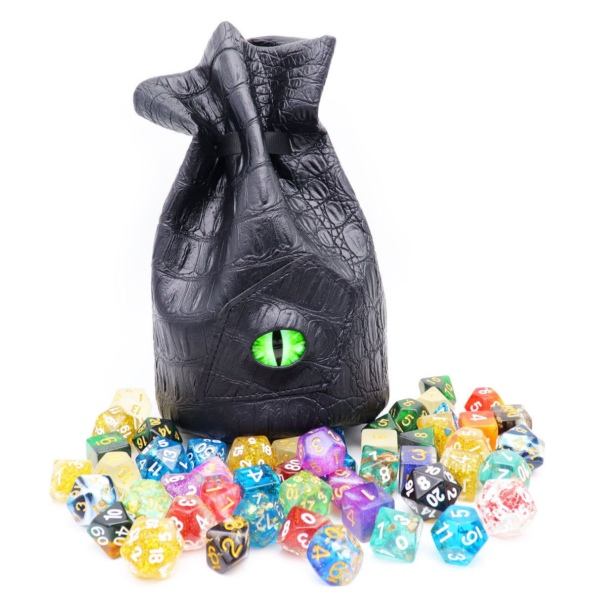 haxtec dice bag, dice bag, dragon eye dice bag, dragon dice bag, dice pouch, leather dice bag
