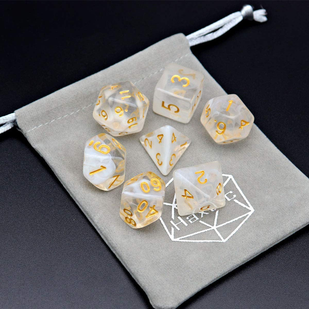 white dice, swirl dice, dnd dice, dice set ,ink dice, swirl dice, vapor dice, clear dice