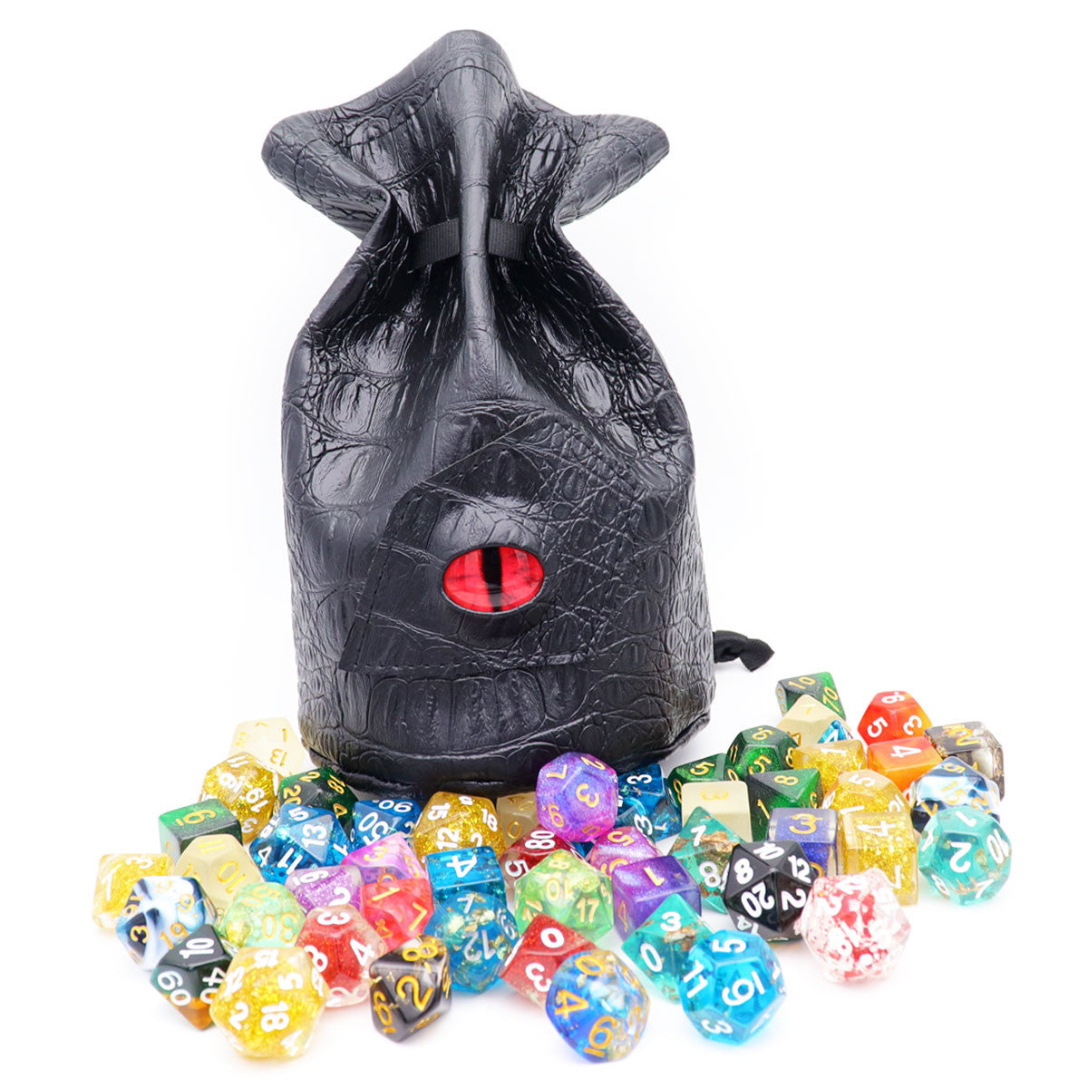 dice bag, dice pouch, ,dragon dice bag, dragon eye dice bag, leather dice bag