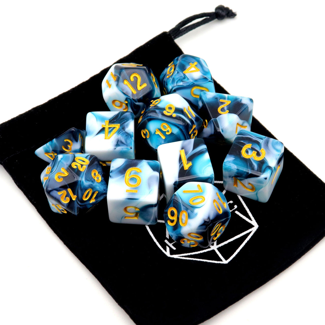 dnd dice, rpg dice, teal dice, dnd dice set,white dice,