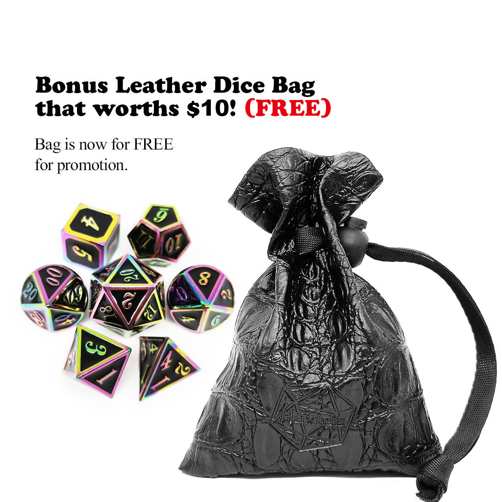 Rainbow Metal DND Dice-Black Rainbow