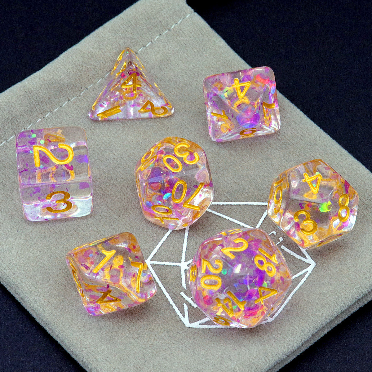 resin dice, seven dice