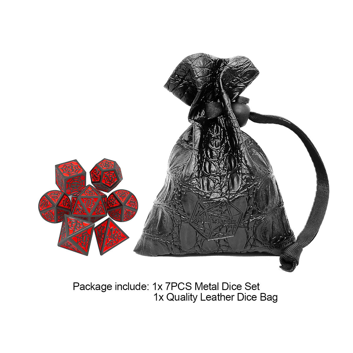 black red dice, black dice, red dice, red metal dice, metal dice black