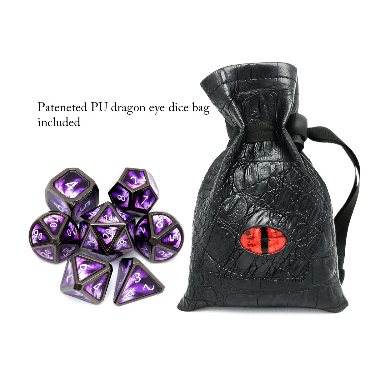 haxtec metal dice, dnd dice, metal dice with dice bag