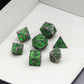 antique metal dice set green