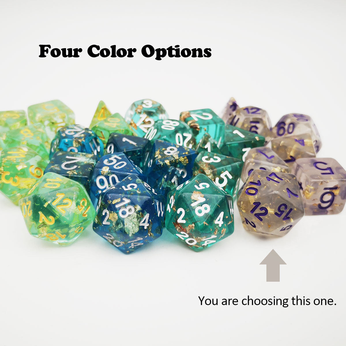 Haxtec Smoke Gold Foil DND Dice Set-Fog