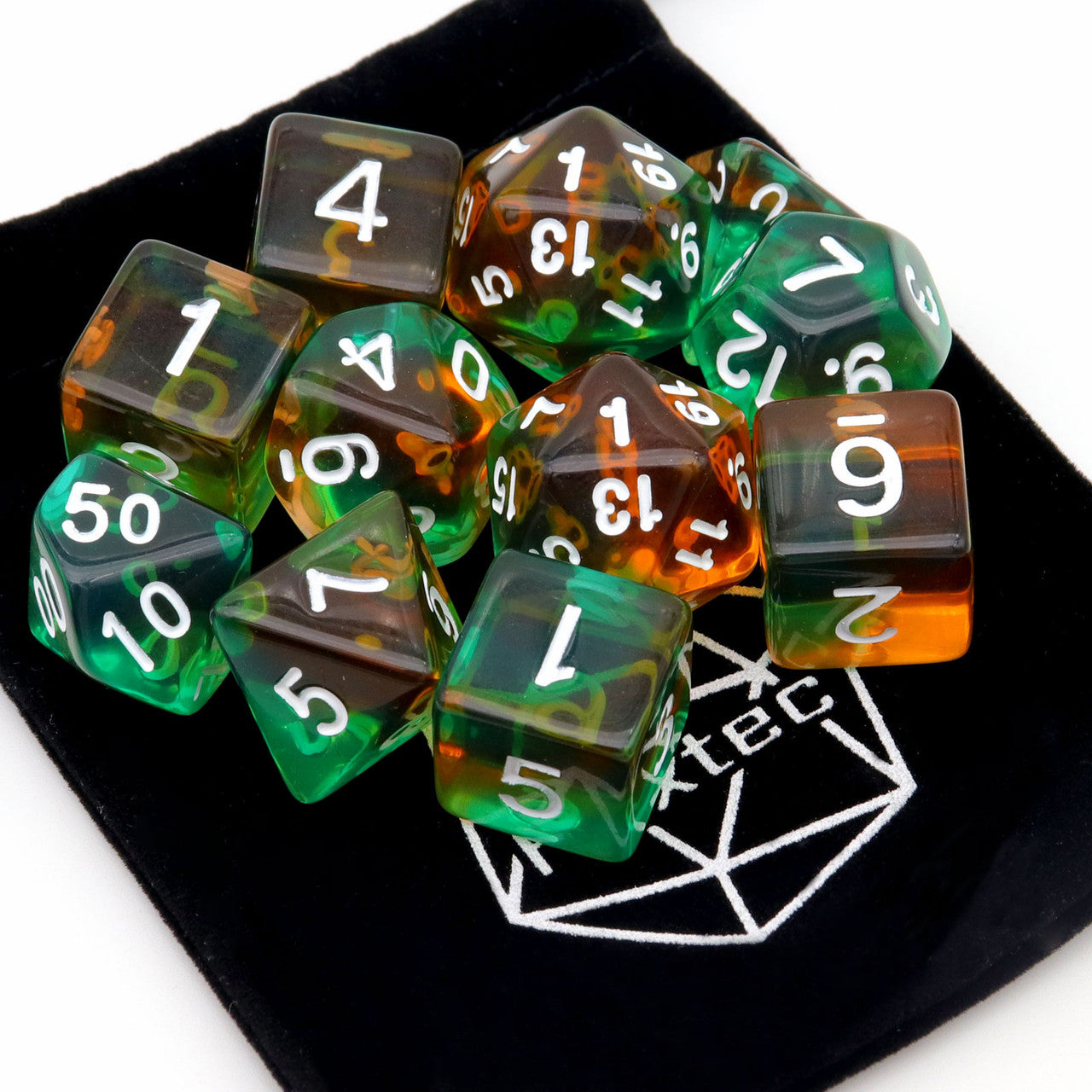 dnd dice,acrylic dice,rpg dice,green dice,dnd dice set,yellow dice,