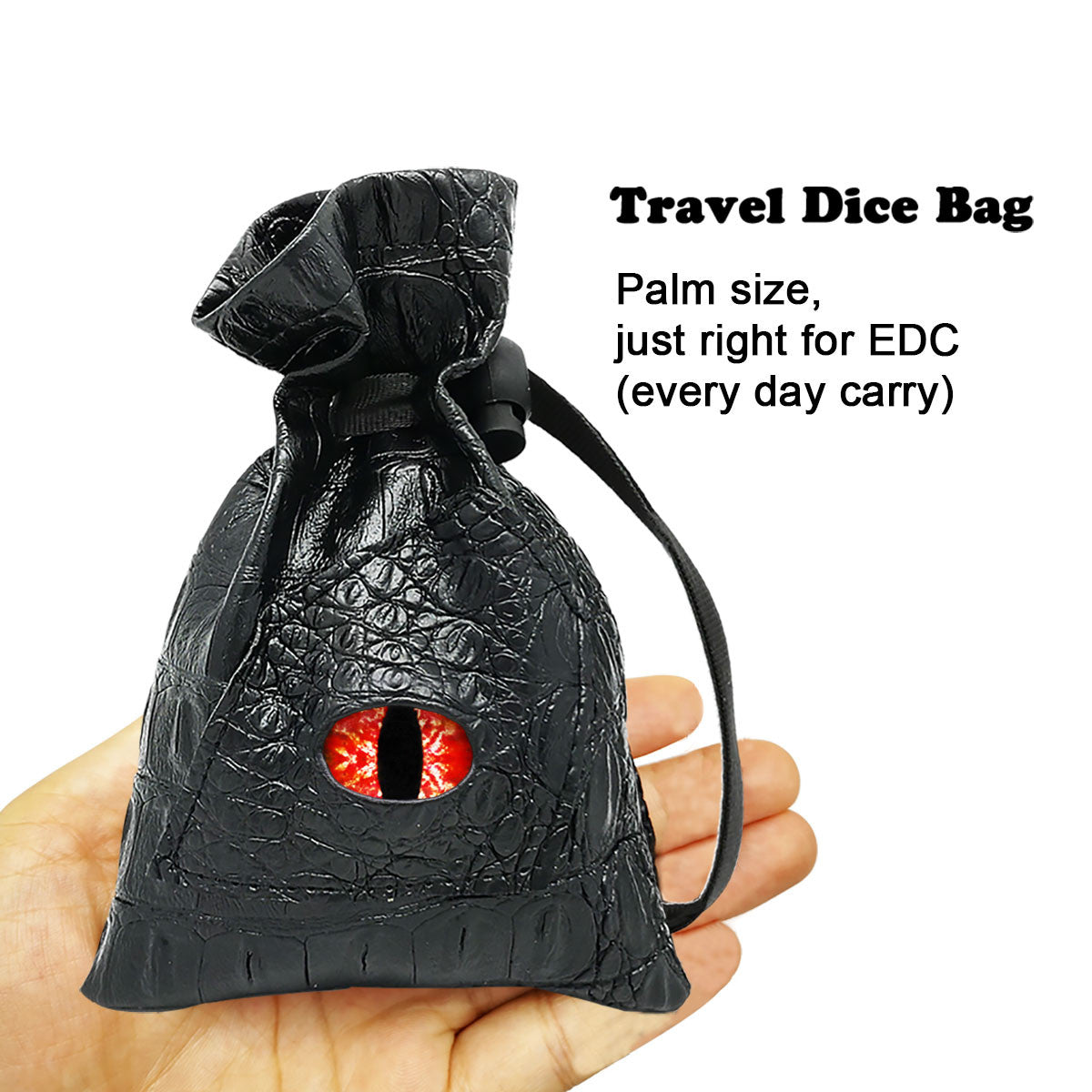 blood red dragon eye dice bag, leather dice bag