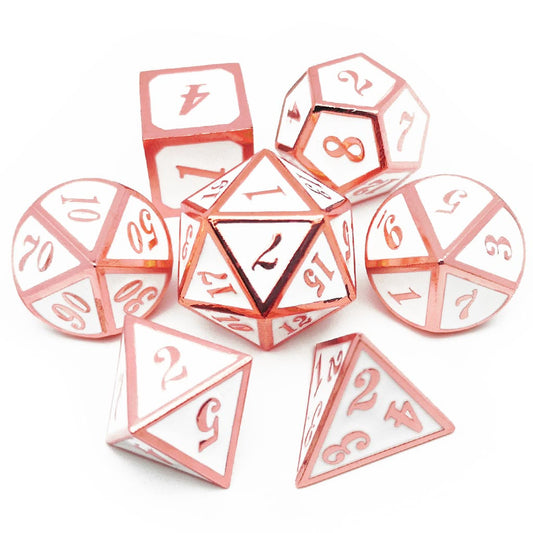 Metal dnd dice set copper white