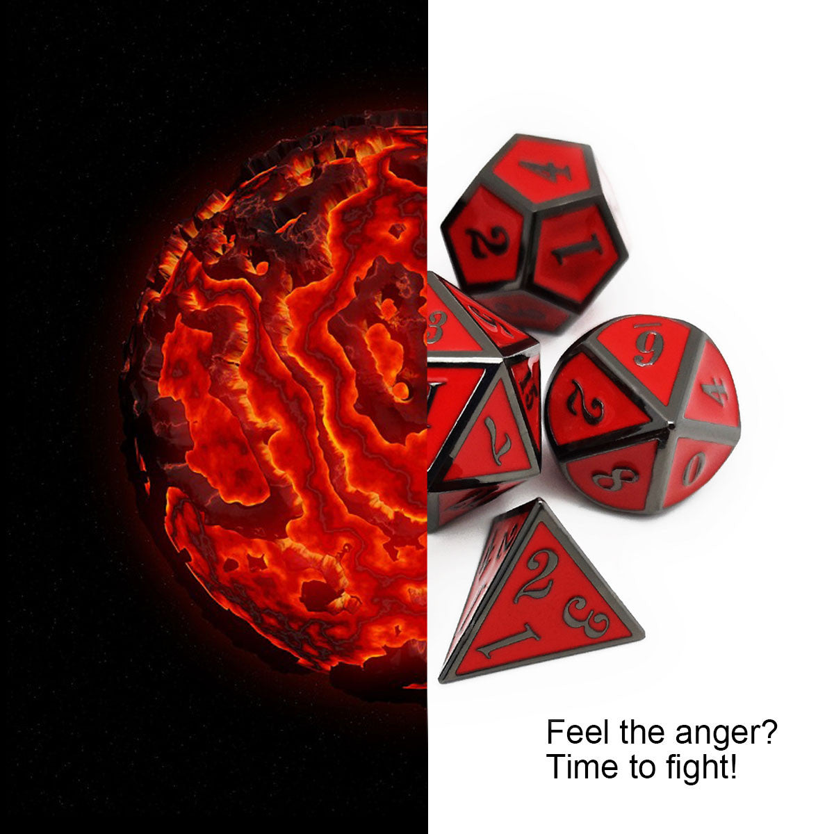 D&D Metal Dice Set for Dungeons and Dragons Game-Black Red