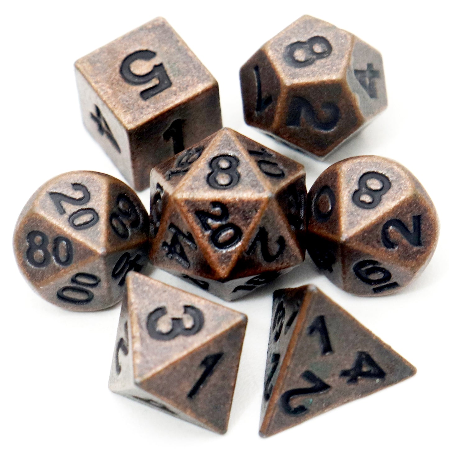 Haxtec Mini Metal Dice Set D&D with Hollow D20 Dice Case Metal Keychain Dice