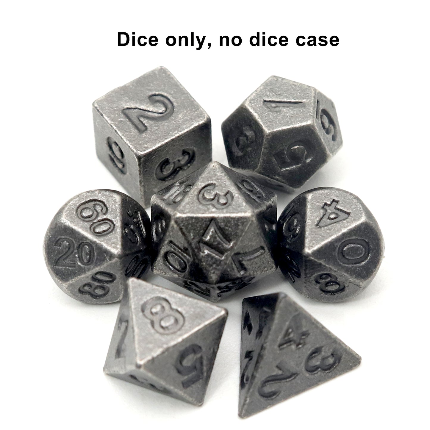 Haxtec Mini Metal Dice Set D&D for DND Game with Metal Keychain Dice Case-Antique Iron