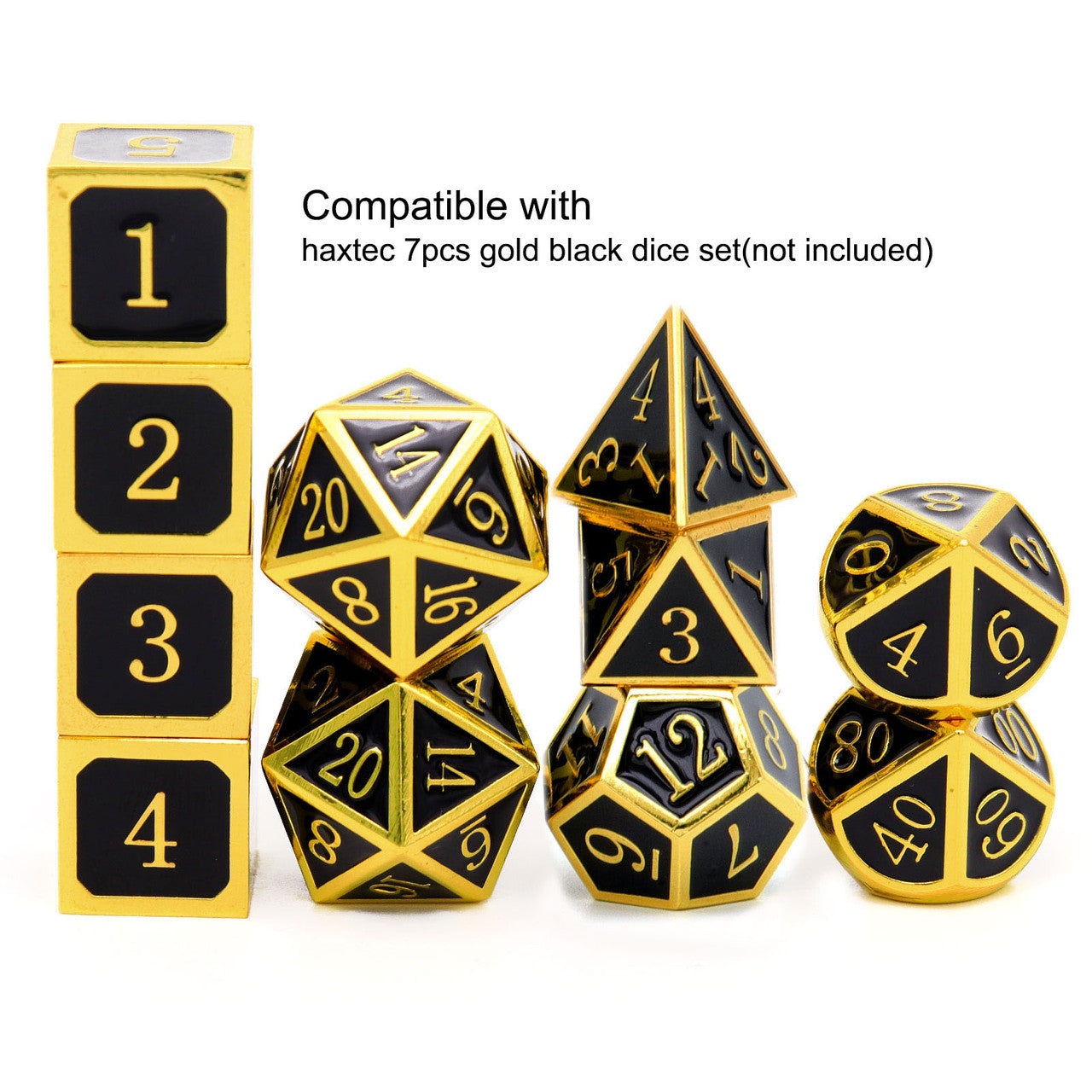 gold black metal dnd d6 dice set 