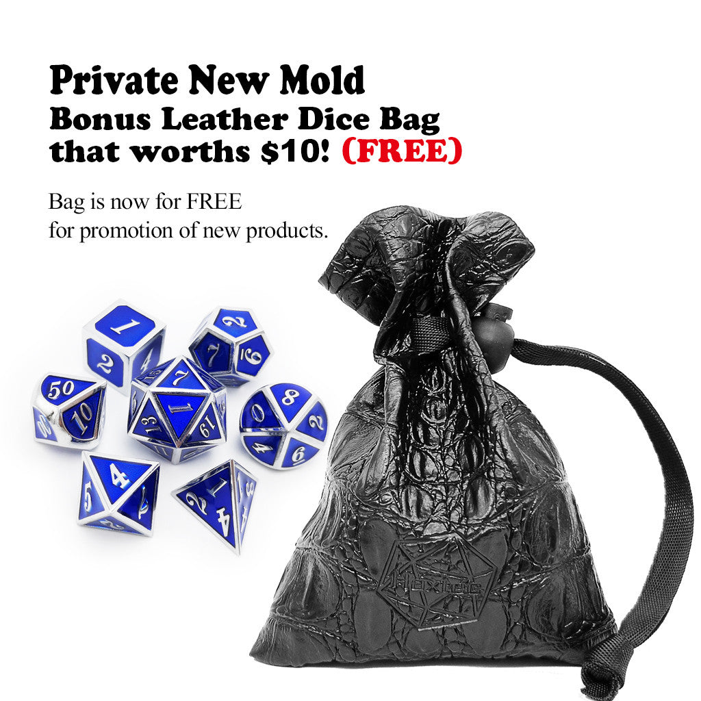 Haxtec metal dice set silver blue with protect bag