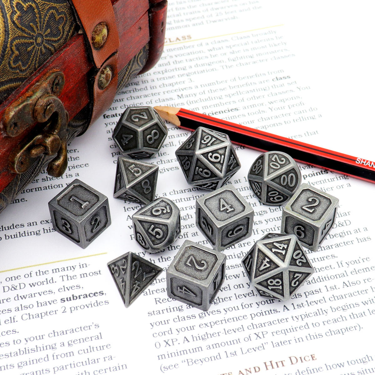 antique dice, metal dnd dice, dice set, iron dice, metal dice, steel dice, 11pcs dice