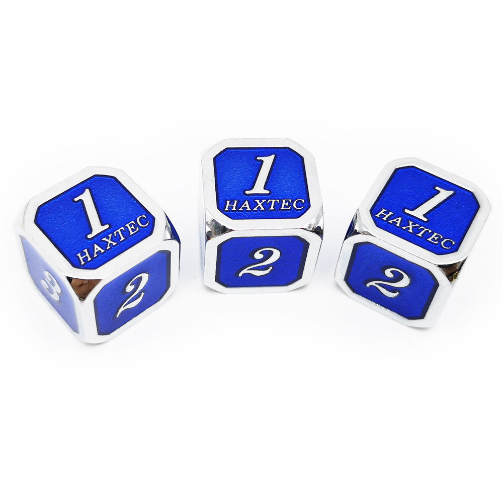 Haxtec D6 dnd dice set 3pcs silver navy blue