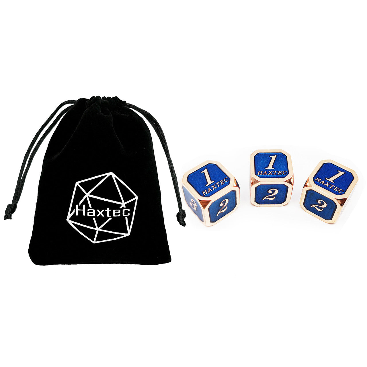 Haxtec D6 dice rose gold blue with bag