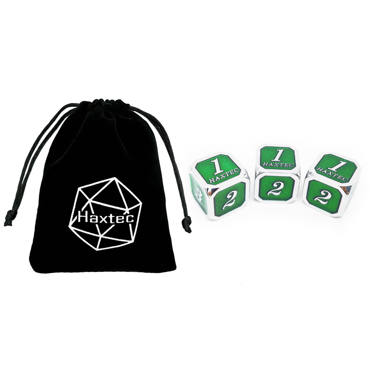 Metal D6 D&D Dice Set-Silver Emerald Green