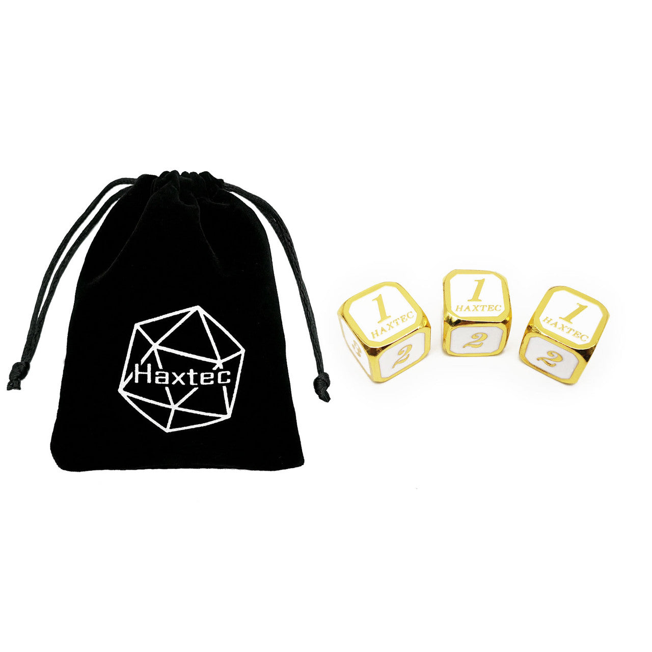 Metal D6 D&D Dice Set-Gold White