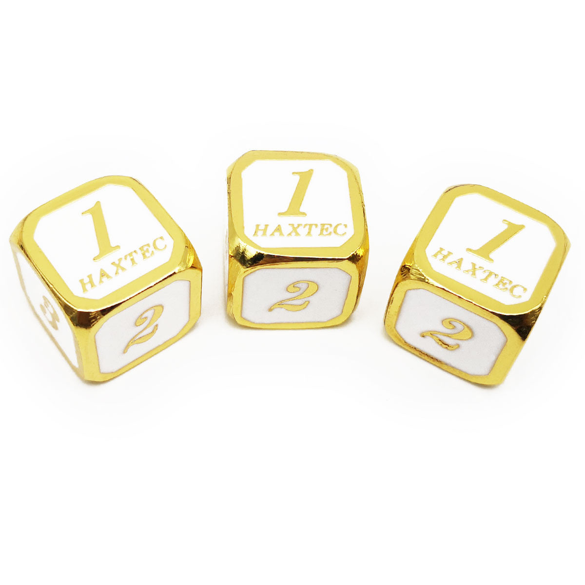 Metal D6 D&D Dice Set-Gold White