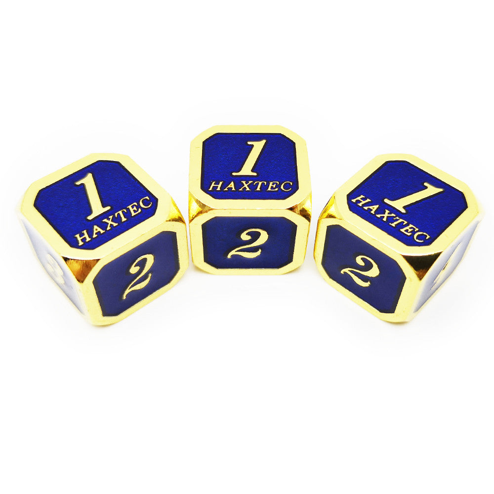 Haxtec D6 dnd dice set 3pcs gold navy blue