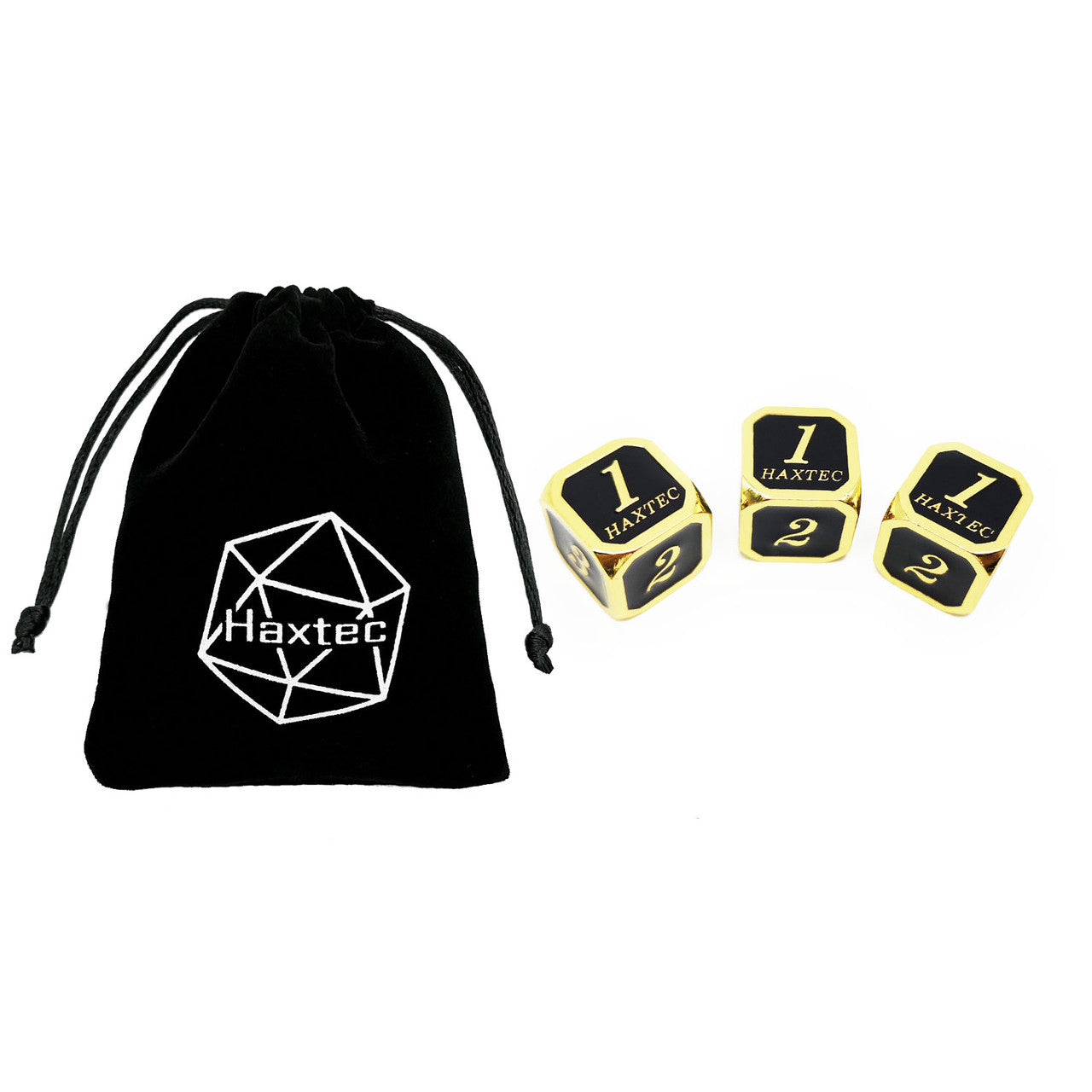 Metal D6 D&D Dice Set-Gold Black