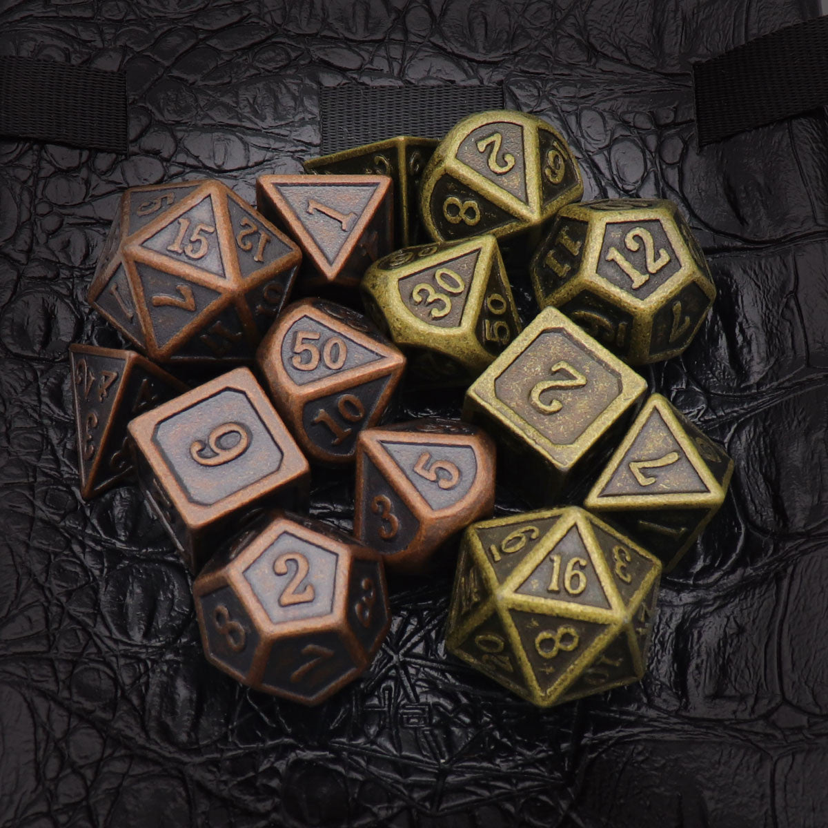 antique dice, metal dnd dice, dice set, copper dice,, bronze dice, metal dice