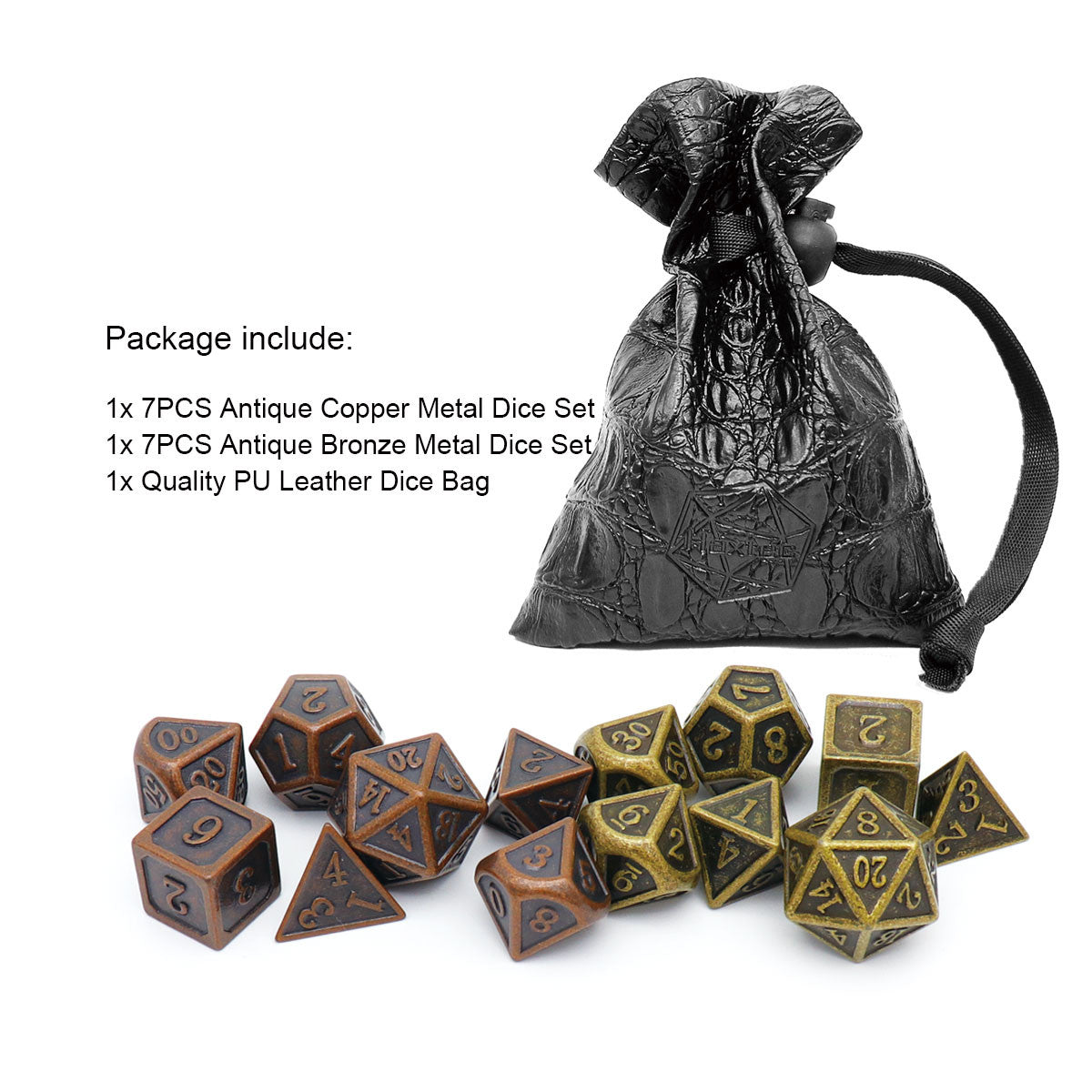 antique dice, metal dnd dice, dice set, copper dice,, bronze dice, metal dice