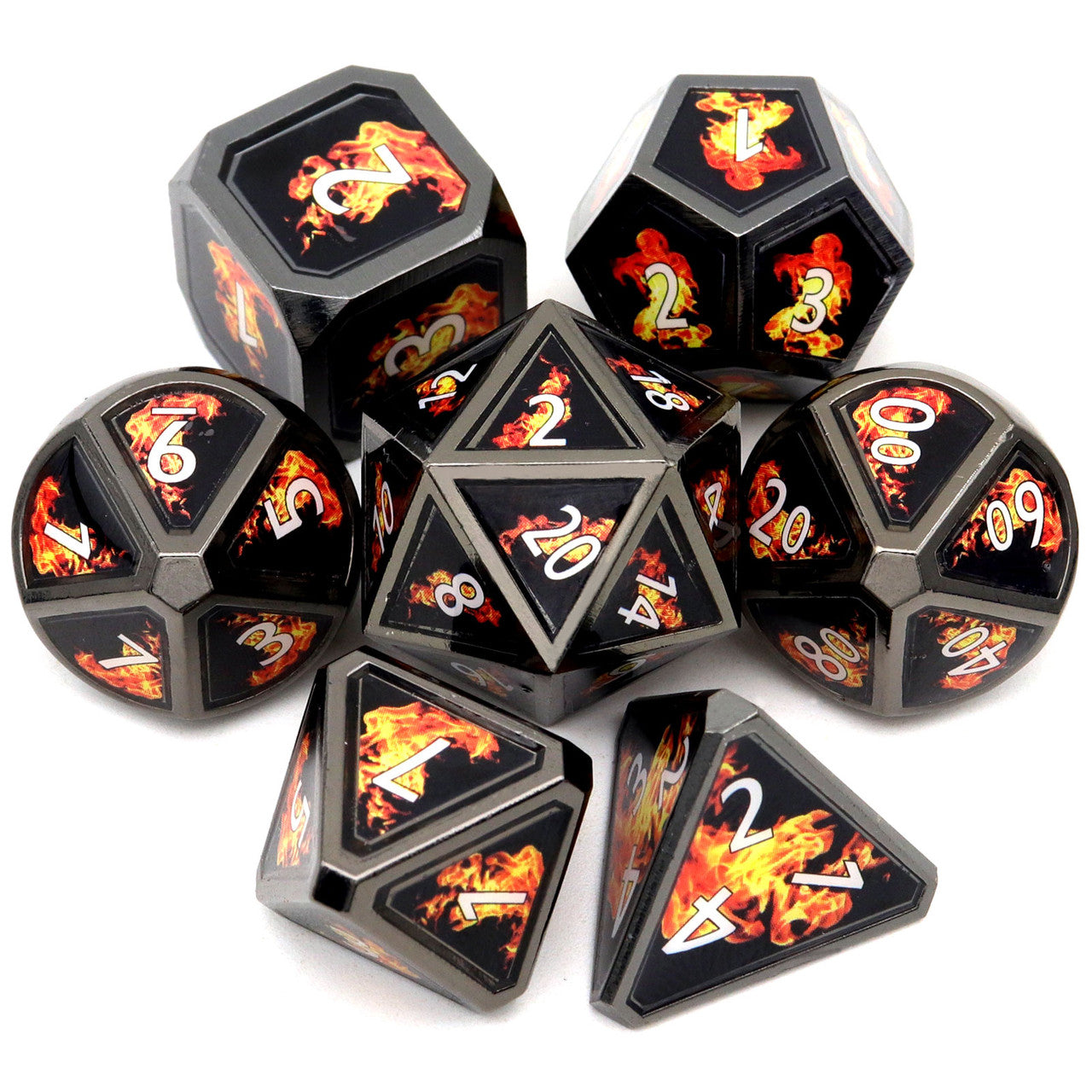 real scene dice, real scene metal dice, haxtec metal dice, haxtec dice, fire dice, metal dnd dice, metal dice, metal dice set d&d, metal dice set, metal polyhedral dice, metal rpg dice, rpg dice