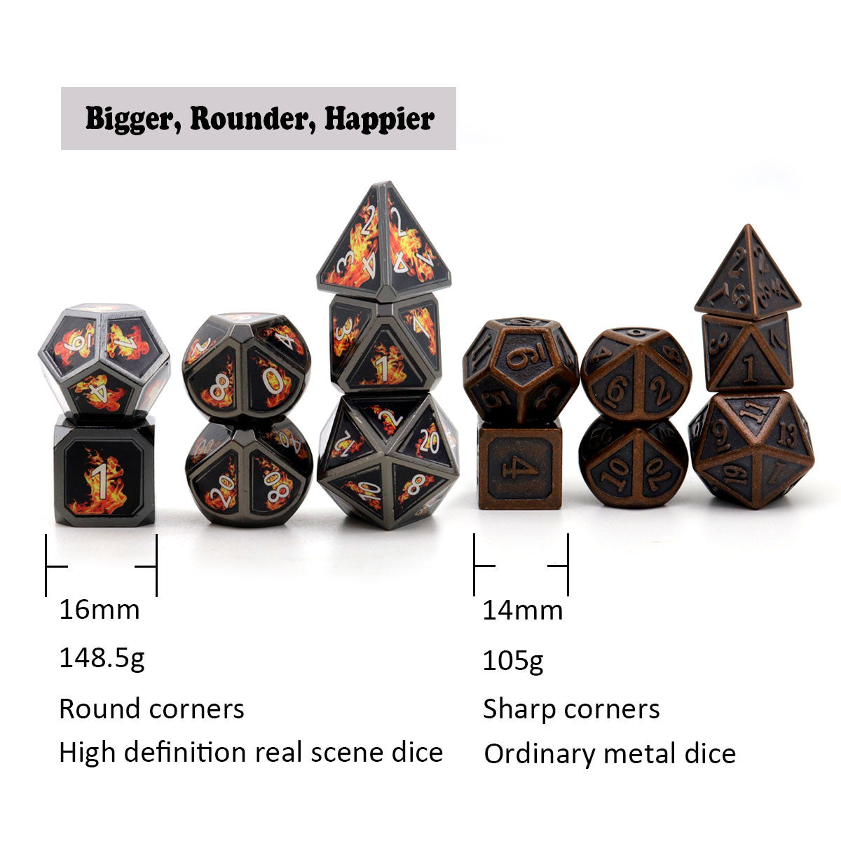 real scene dice, real scene metal dice, haxtec metal dice, haxtec dice, fire dice, metal dnd dice, metal dice, metal dice set d&d, metal dice set, metal polyhedral dice, metal rpg dice, rpg dice