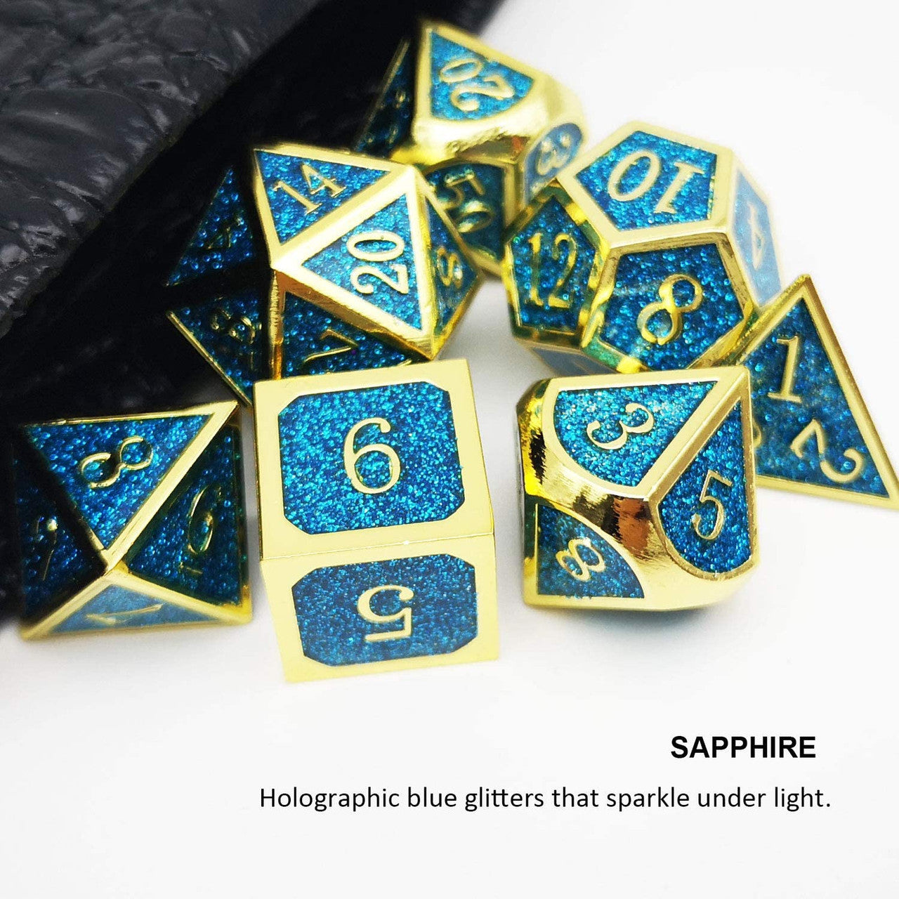 Metal Glitter Dice-Sapphire(Gold Blue Glitter)