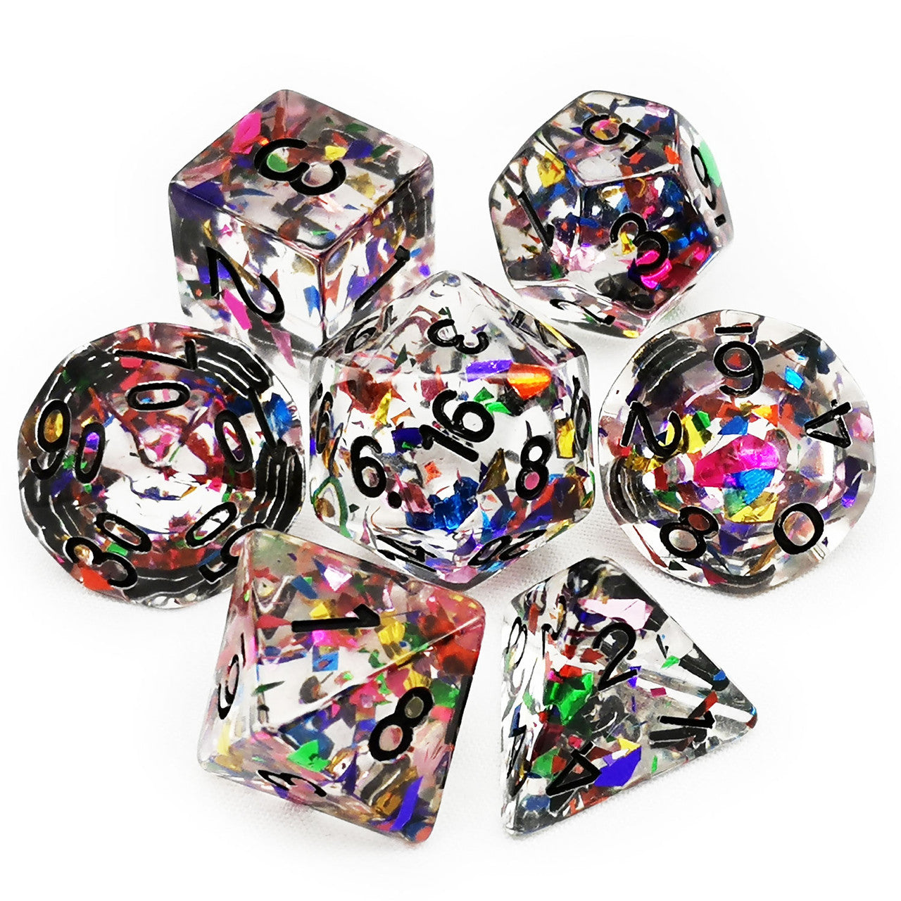 Rainbow Confetti DND Dice