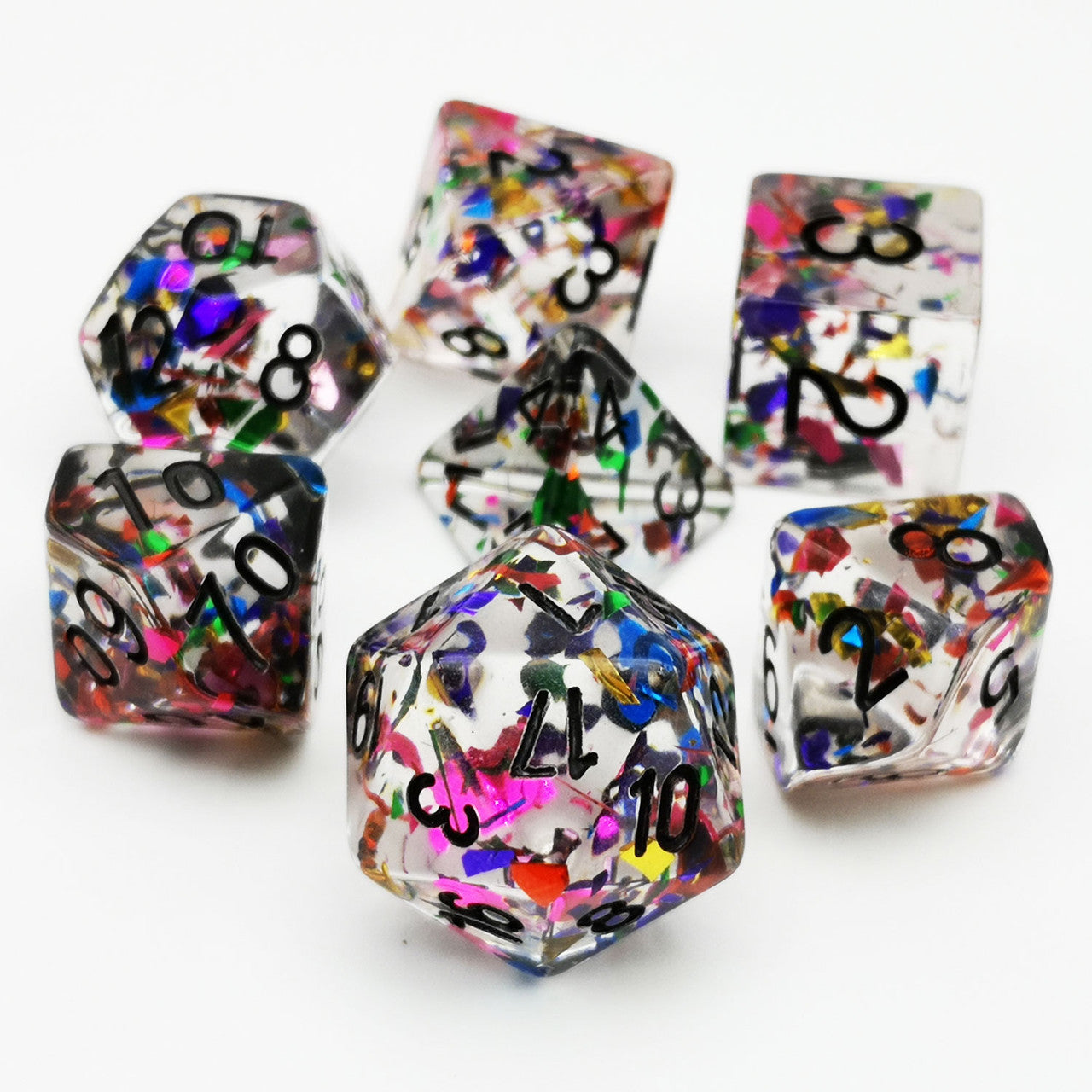 Rainbow Confetti DND Dice