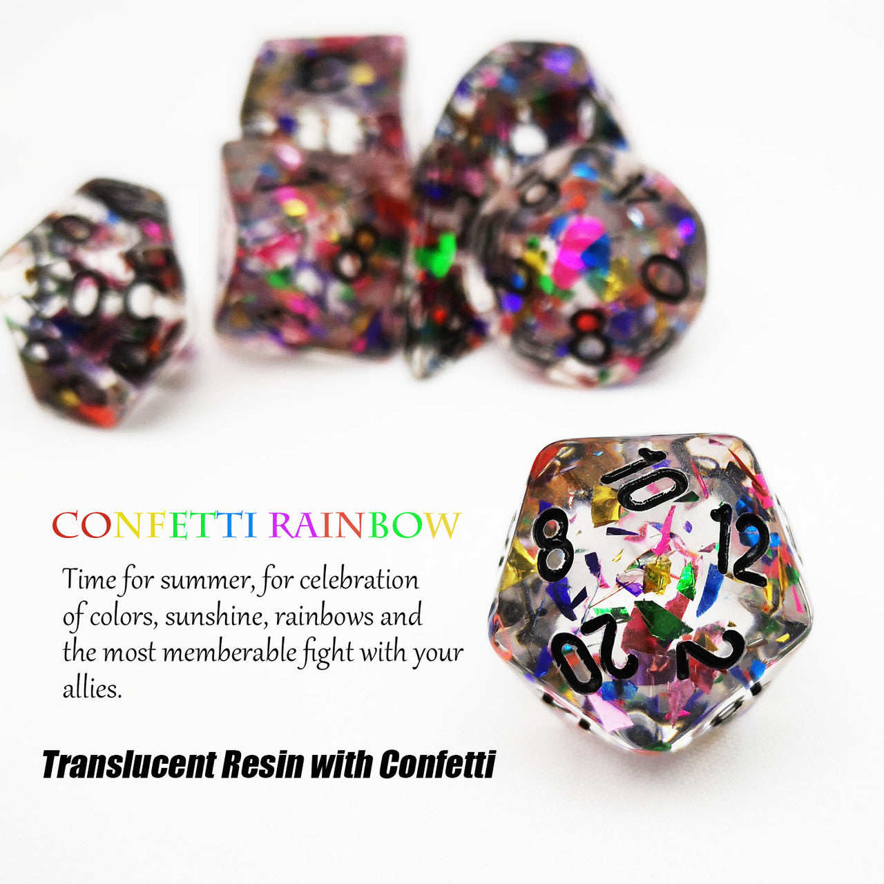 Rainbow Confetti DND Dice