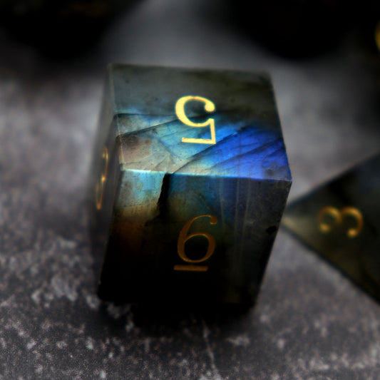 moonstone dice, gemstone dice, labradorite dice, stone dice