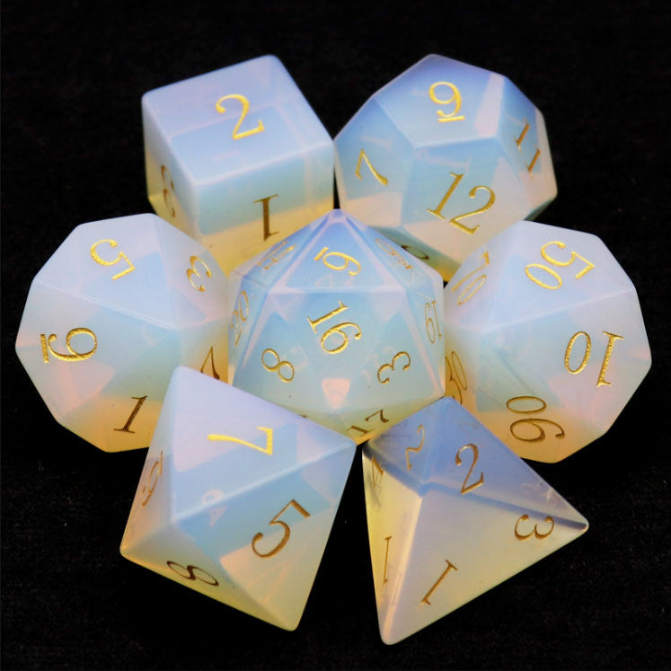 opal dice, dnd dice, gemstone dice, stone dice, haxtec dice