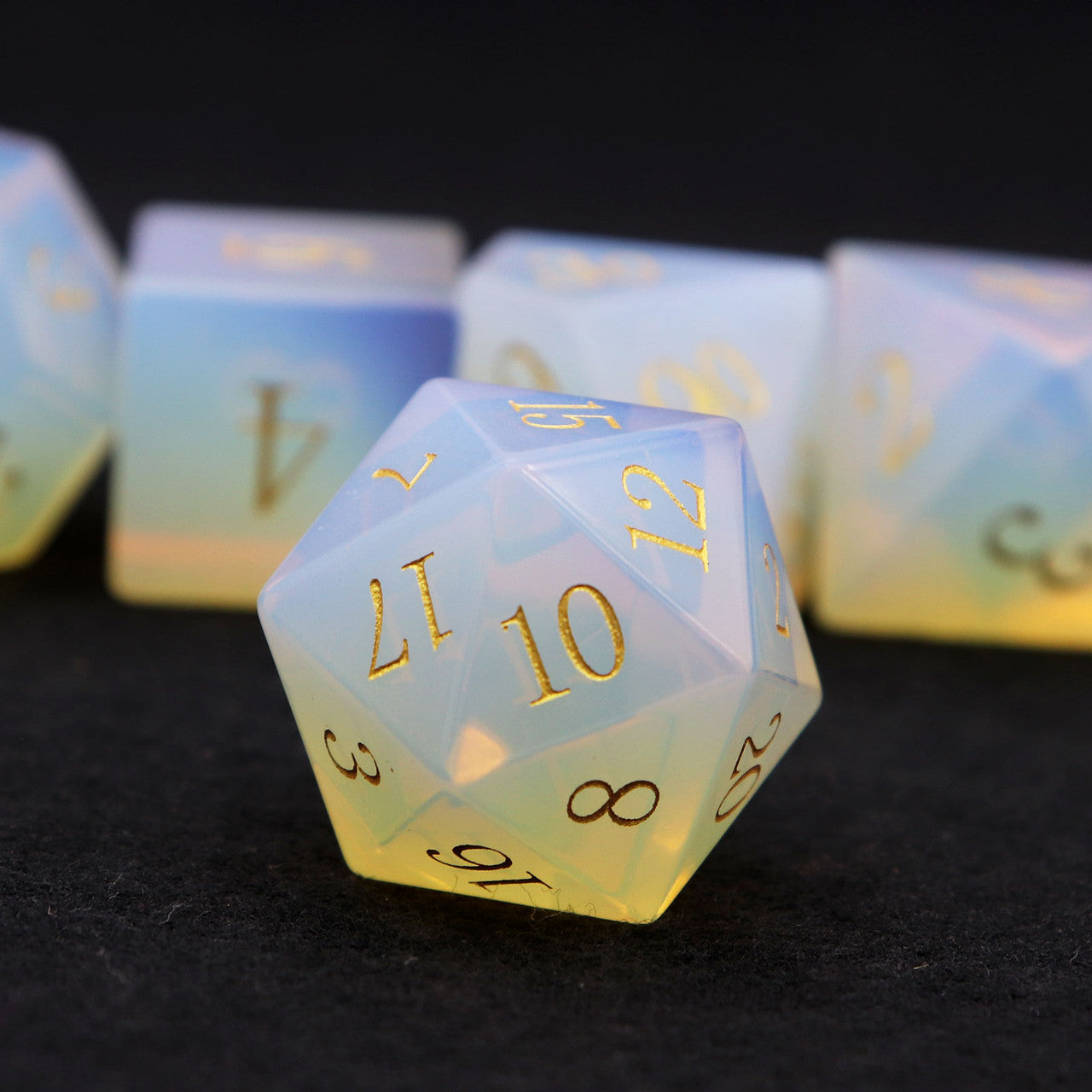 opal dice, dnd dice, gemstone dice, stone dice, haxtec dice