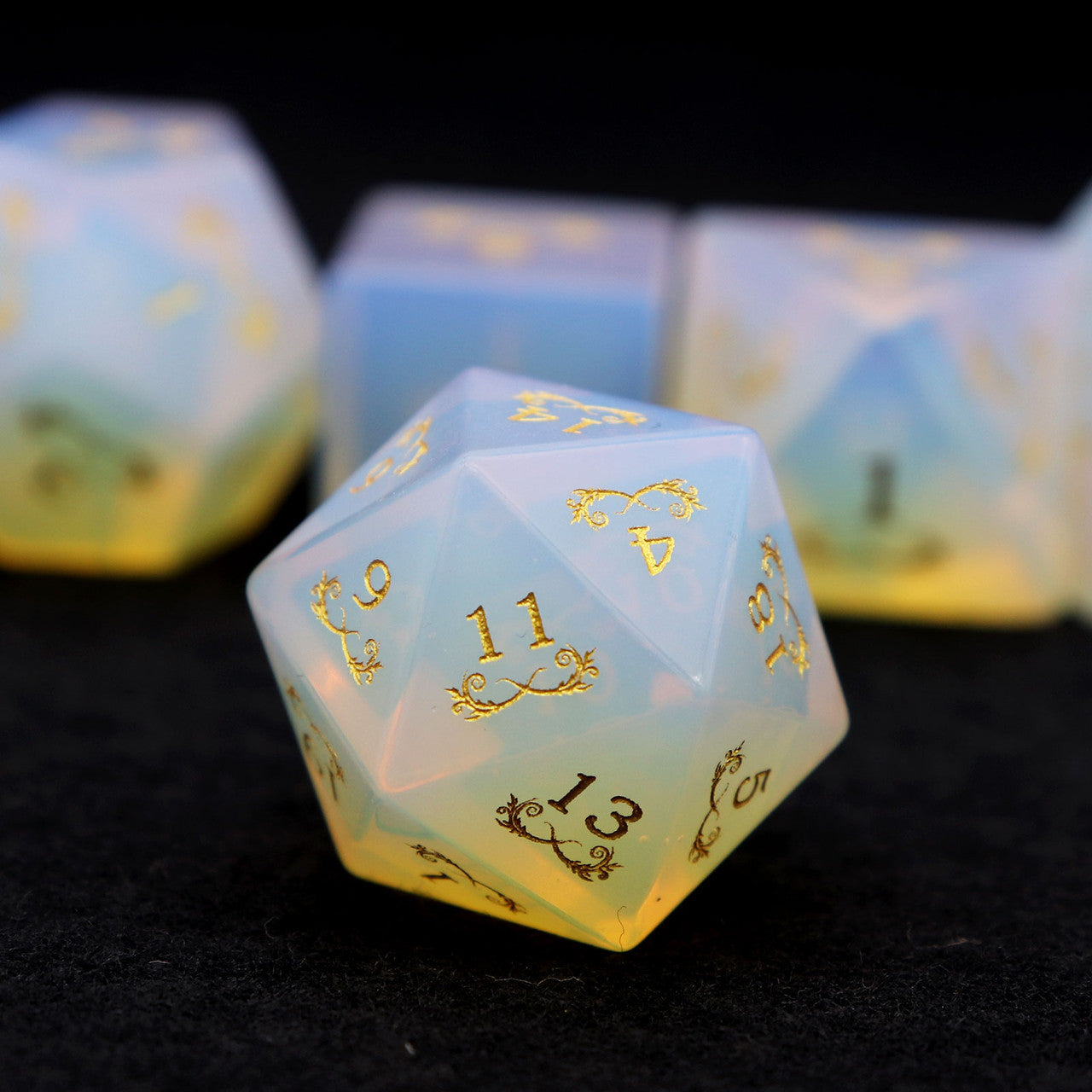 opal dice, dnd dice, gemstone dice, stone dice, opalite, opalite dice