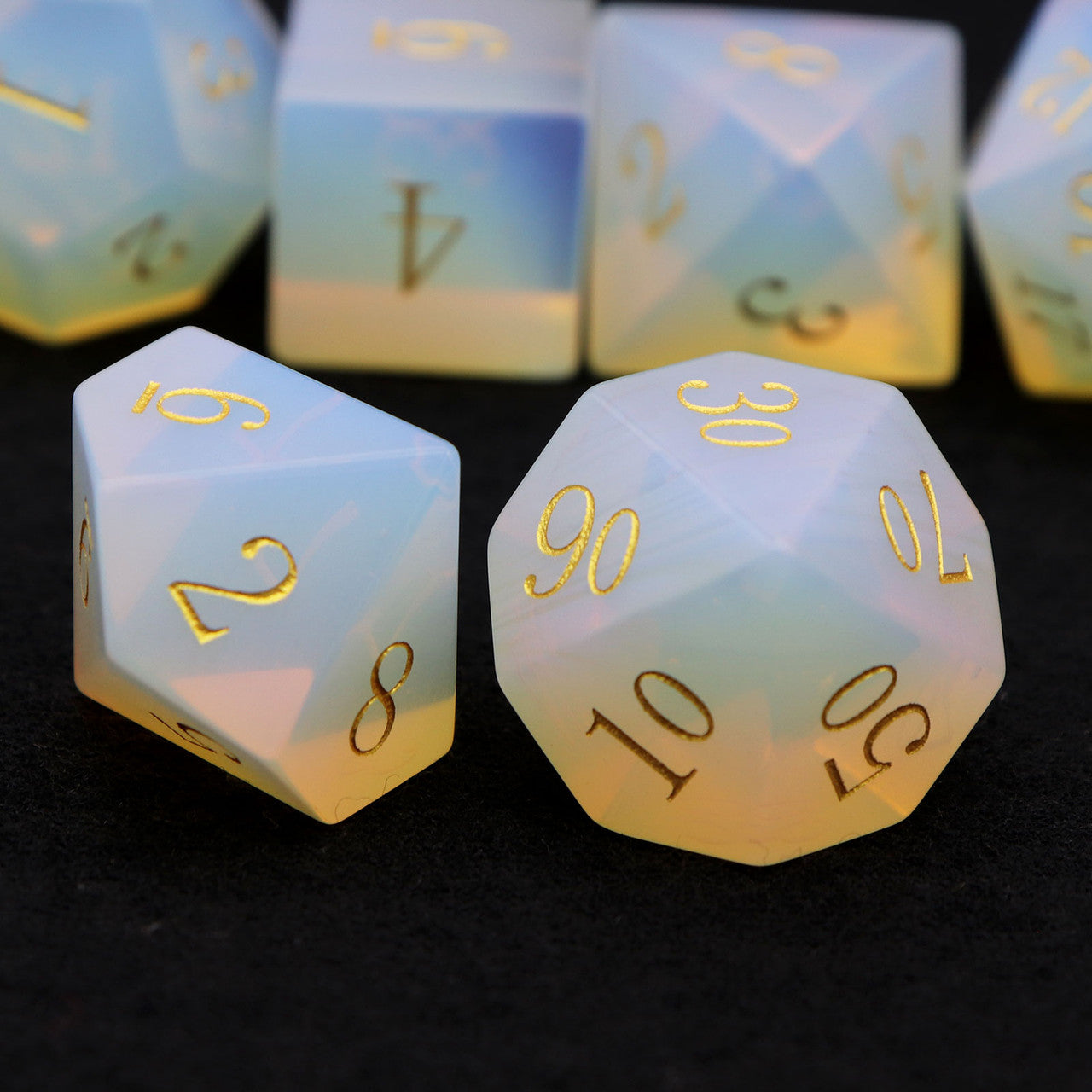 opal dice, dnd dice, gemstone dice, stone dice, haxtec dice