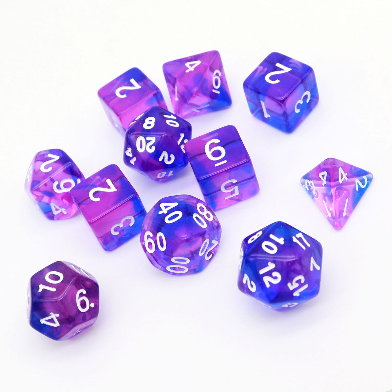 blue purple dice set 11 piece