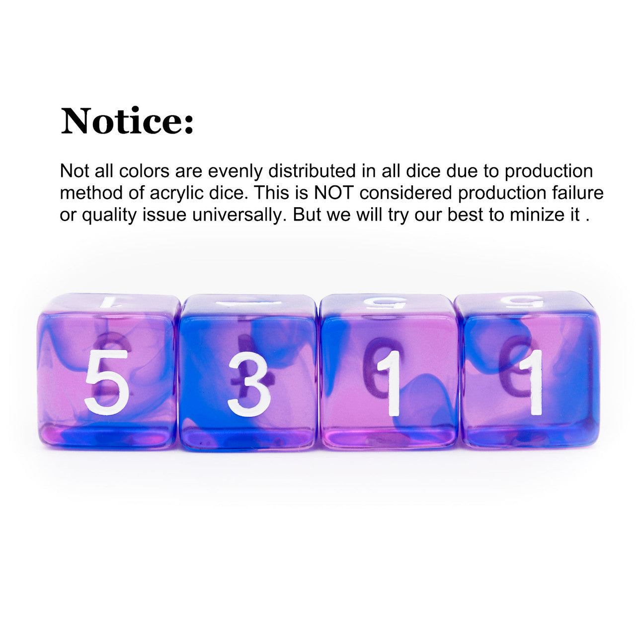 blue purple dice set 11 piece