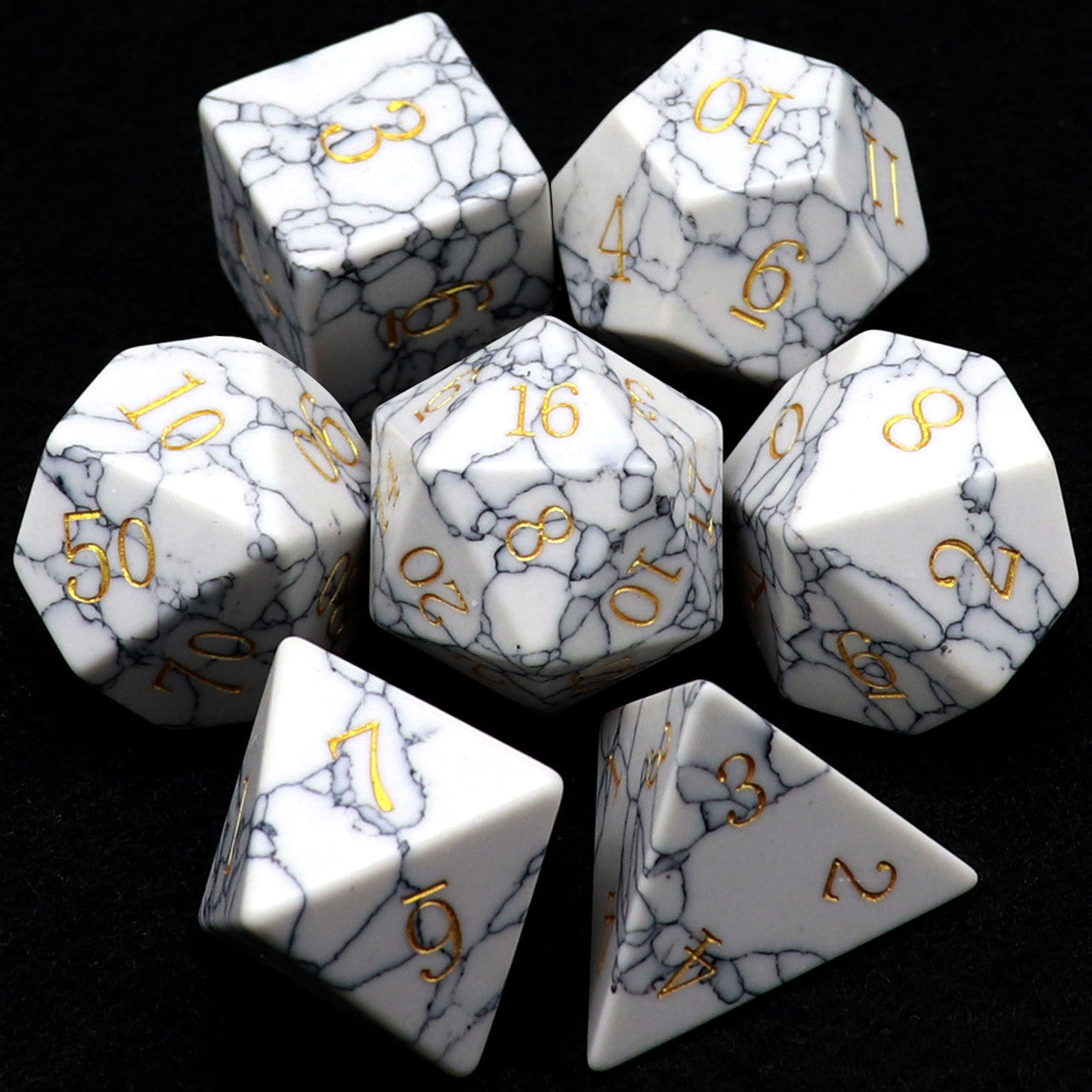 white howlite dice, gemstone dice, stone dice, white dice, marble dice, turquoise dice