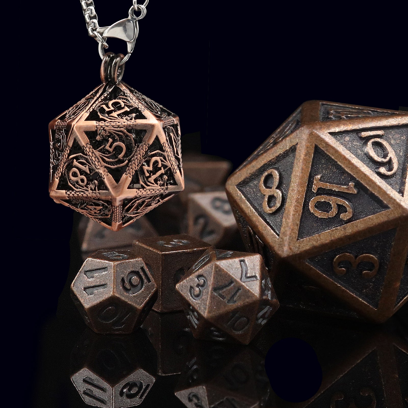 Haxtec Metal Dice, polyhedral dice and accessories for ttrpgs