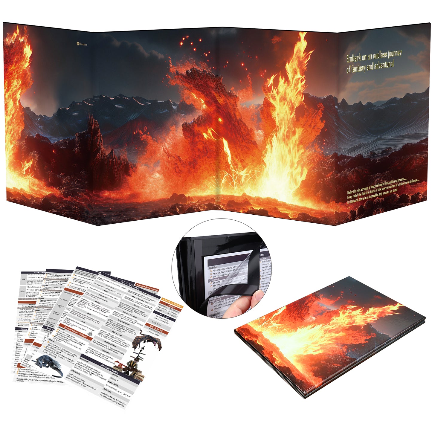 Haxtec DM Screen 2.0 Dungeons and Dragons 5E GM Game Masters Screens DND Fire