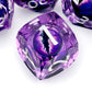 Haxtec Arcane Gaze Purple Eye Liquid Core Dice – Diamond-Cut Resin Set with Metal Case